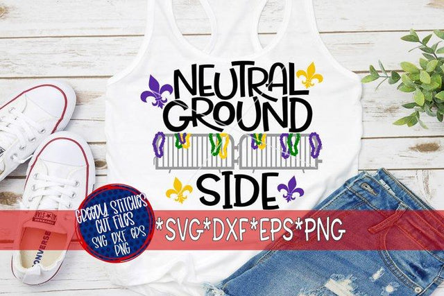 Neutral Ground Side SVG DXF EPS PNG-Mardi Gras SVG SVG Greedy Stitches 