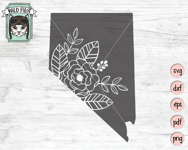 Nevada Silhouette Floral SVG Cut File SVG Wild Pilot 
