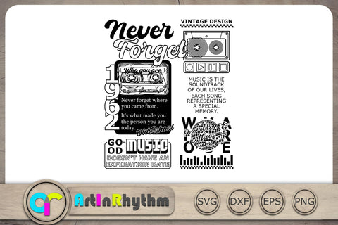 Never Forget Svg, Music Svg, Cassette Tape Svg, Retro T-Shirt Design SVG Artinrhythm shop 