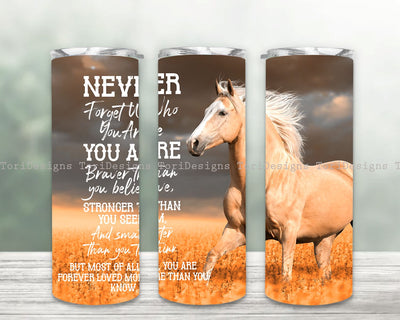 Never Forget Who You Are 20 oz Skinny Tumbler PNG, Horse Tumbler Png Sublimation Design Sublimation ToriDesigns 