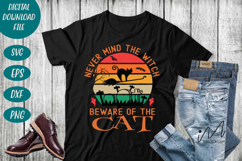 Never mind the witch beware of the cat svg, Halloween cat svg, Funny Halloween T-shirt svg, Halloween Day T-shirt, Happy Halloween svg, Batty Svg, Pumpkin svg, Holiday Cricut SVG Isabella Machell 