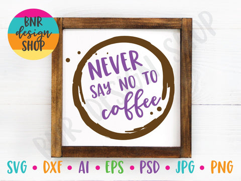 Never Say No To Coffee SVG SVG BNRDesignShop 