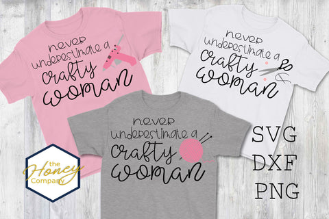 Never Underestimate a Crafty Woman SVG PNG DXF Bundle SVG The Honey Company 