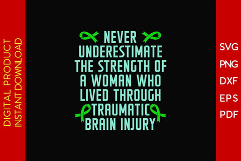 Never Underestimate The Strength Of A Woman Who Lived Through Traumatic Brain Injury SVG Creativedesigntee 