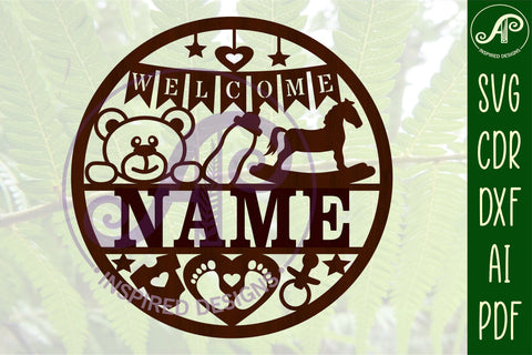 New Baby name sign svg laser cut template SVG APInspireddesigns 