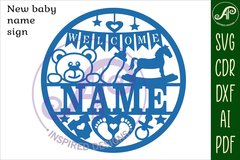 New Baby name sign svg laser cut template - So Fontsy