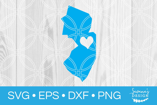 New Jersey State with Heart SVG SavanasDesign 