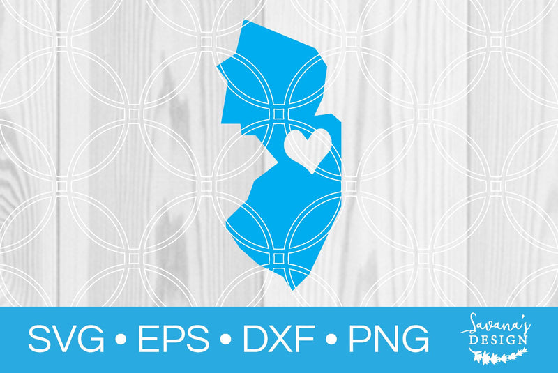New Jersey State with Heart SVG SavanasDesign 