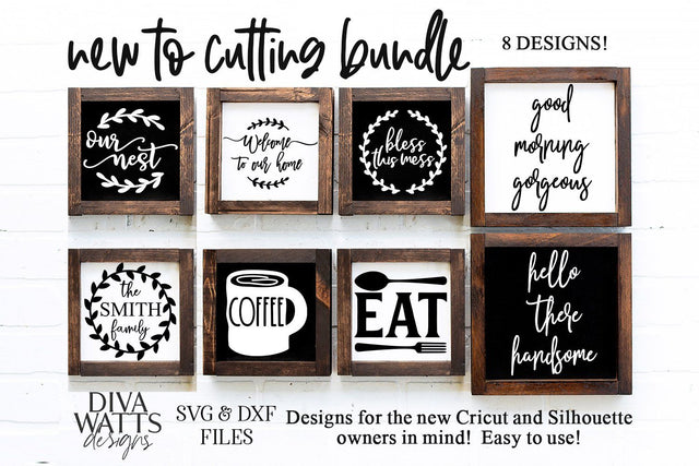 New To Cutting Farmhouse Bundle | SVG & DXF Set | Beginner's Bundle | Farmhouse Sign Bundle | Cutting Files Set SVG Diva Watts Designs 