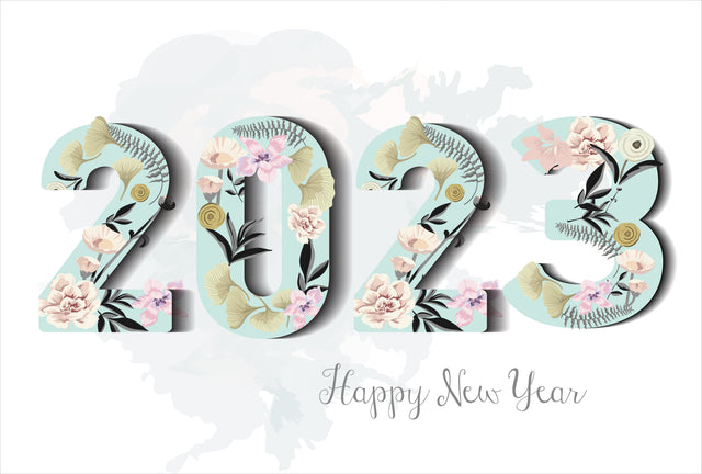 New Year 2023 with Watercolor Flowers SVG naemmiah021 