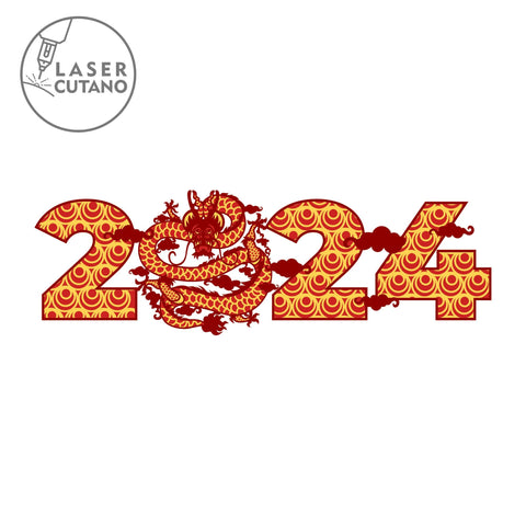 New Year 2024 Multilayer Cut Template, Home Wall Decoration SVG LaserCutano 