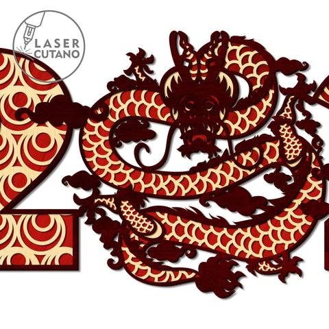 New Year 2024 Multilayer Cut Template, Home Wall Decoration SVG LaserCutano 