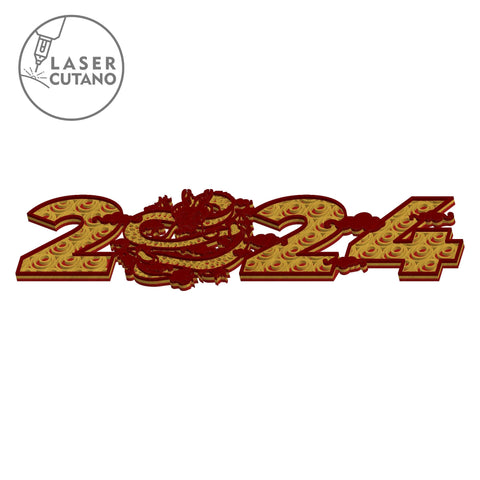 New Year 2024 Multilayer Cut Template, Home Wall Decoration SVG LaserCutano 