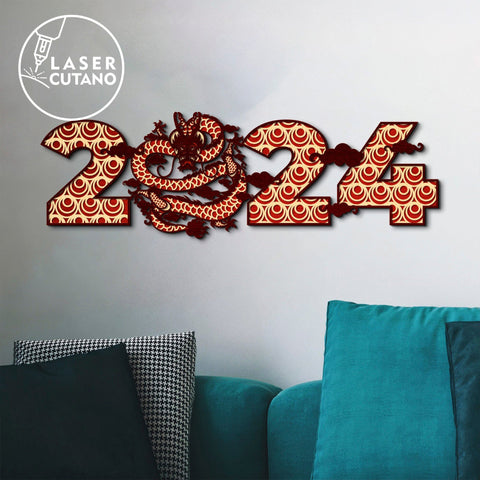 New Year 2024 Multilayer Cut Template, Home Wall Decoration SVG LaserCutano 