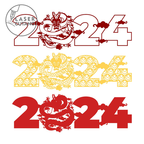 New Year 2024 Multilayer Cut Template, Home Wall Decoration SVG LaserCutano 