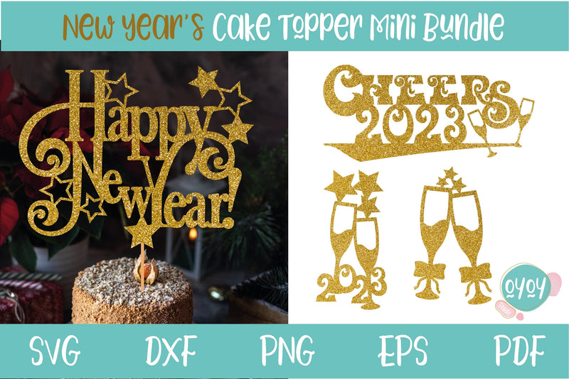 New Year Cake Toppers SVG Mini Bundle SVG OyoyStudioDigitals 