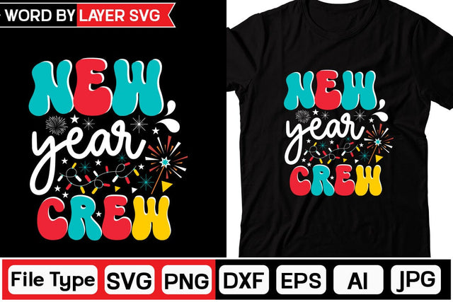 New Year Crew Retro SVG Design Cut File SVGs,Quotes and Sayings,Food & Drink,On Sale, Print & Cut SVG DesignPlante 503 