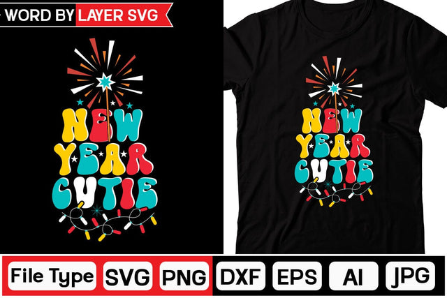 New Year Cutie Retro SVG Design Cut File SVGs,Quotes and Sayings,Food & Drink,On Sale, Print & Cut SVG DesignPlante 503 