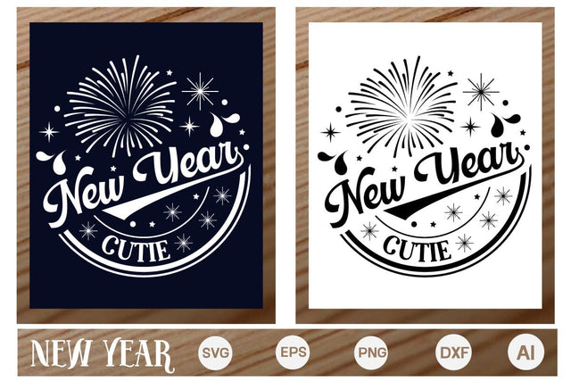 New Year Cutie Round Sign SVG, Happy New Year 2024 Svg, Happy New Year SVG Design, SVGs,Quotes and Sayings,Food & Drink,On Sale, Print & Cut SVG DesignPlante 503 