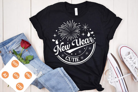 New Year Cutie Round Sign SVG, Happy New Year 2024 Svg, Happy New Year SVG Design, SVGs,Quotes and Sayings,Food & Drink,On Sale, Print & Cut SVG DesignPlante 503 