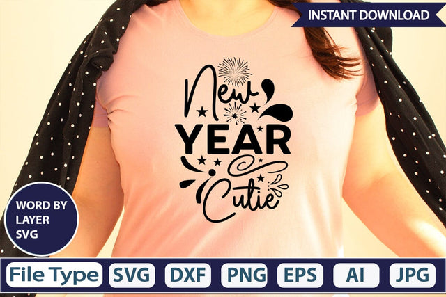 New Year Cutie SVG Design SVGs,Quotes and Sayings,Food & Drink,On Sale, Print & Cut SVG DesignPlante 503 
