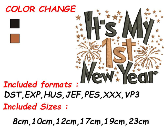 New Year Embroidery, New Years Eve, Happy New Year 2022, My 1st New Year, My First New Year, Baby Embroidery Embroidery/Applique DESIGNS SVG Digital Designer 