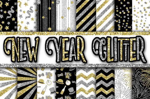 New Year Glitter Digital Paper Sublimation Old Market 