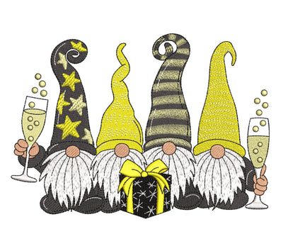 New Year Gnomes Embroidery Design, 5 sizes, Instant Download Embroidery/Applique DESIGNS Nino Nadaraia 