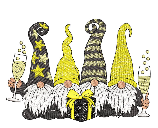 New Year Gnomes Embroidery Design, 5 sizes, Instant Download Embroidery/Applique DESIGNS Nino Nadaraia 