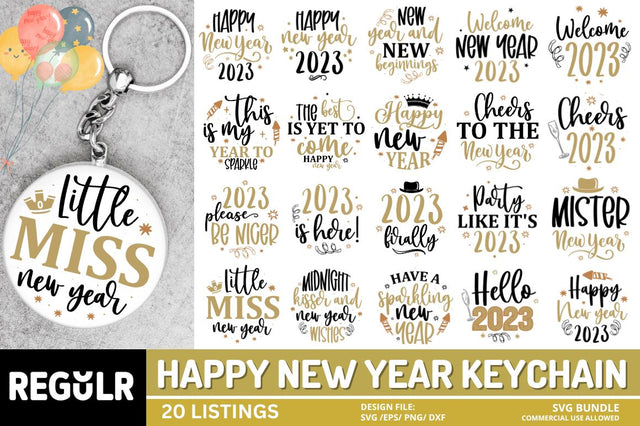 New Year Keychain Svg bundle SVG Regulrcrative 