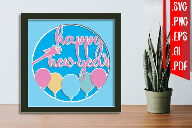 New Year Layered Papercut 2 svg eps png ai pdf 3D Paper zafrans studio 