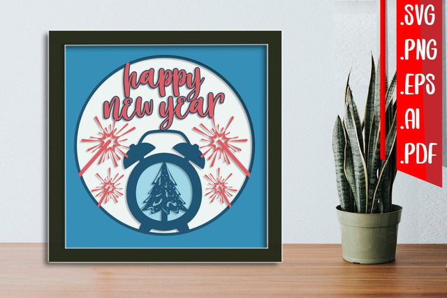 New Year Layered Papercut 3 svg eps png ai pdf 3D Paper zafrans studio 