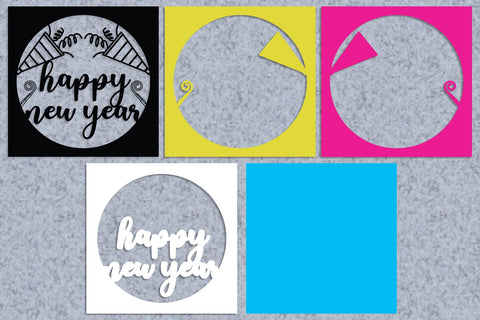 New Year Layered Papercut 5 svg eps png ai pdf 3D Paper zafrans studio 