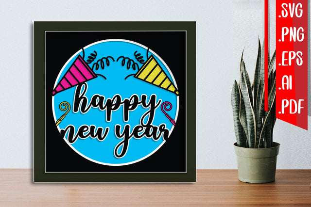 New Year Layered Papercut 5 svg eps png ai pdf 3D Paper zafrans studio 