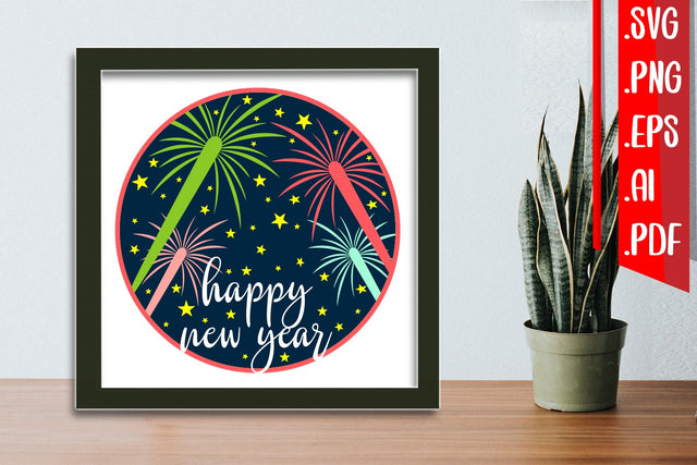 New Year Layered Papercut 6 svg eps png ai pdf 3D Paper zafrans studio 