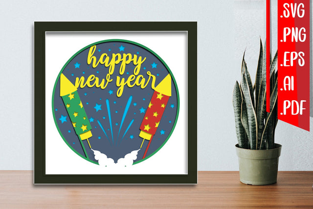 New Year Layered Papercut 7 svg eps png ai pdf 3D Paper zafrans studio 
