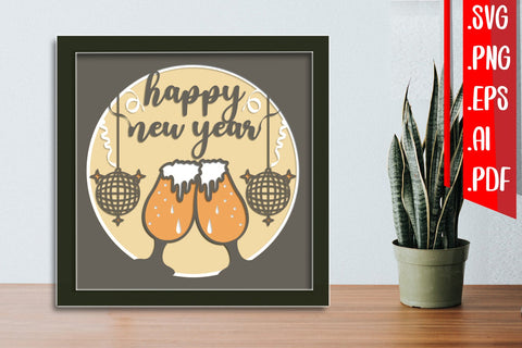 New Year Layered Papercut 8 svg eps png ai pdf 3D Paper zafrans studio 