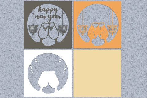 New Year Layered Papercut 8 svg eps png ai pdf 3D Paper zafrans studio 