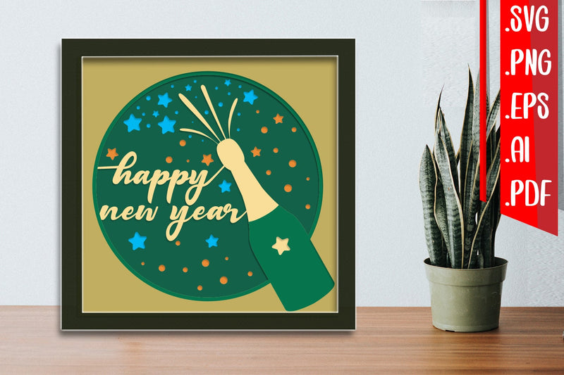 New Year Layered Papercut 9 svg eps png ai pdf 3D Paper zafrans studio 