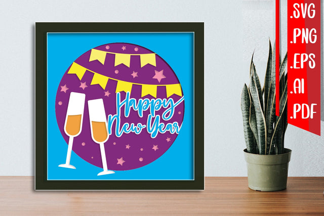 New Year Layered Papercut svg eps png ai pdf 3D Paper zafrans studio 