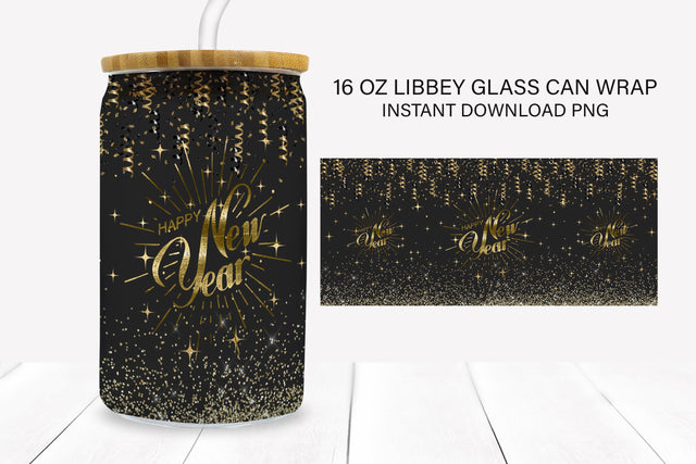 New Year Libbey Glass Sublimation Full Wrap PNG Sublimation BijouBay 