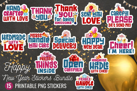 New Year Small Business Sticker Bundle Sublimation Regulrcrative 