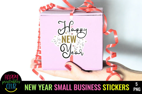 New Year Small Business Stickers- New Year Stickers PNG SVG Happy Printables Club 