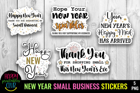 New Year Small Business Stickers- New Year Stickers PNG SVG Happy Printables Club 