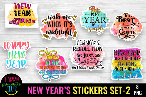 New Year Stickers Printable 2- Happy New Year Stickers PNG SVG Happy Printables Club 