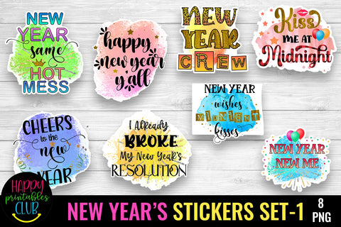 New Year Stickers Printable- Happy New Year Stickers PNG SVG Happy Printables Club 