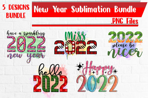 New Year Sublimation BUNDLE 2 PNG Files Sublimation zafrans studio 