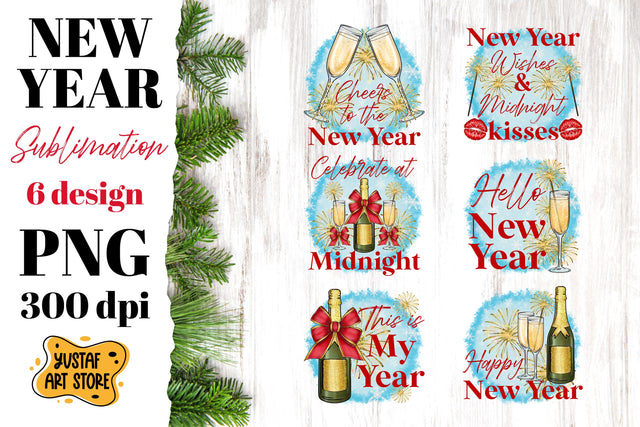 New Year sublimation Bundle. 6 design New Year 2023 Sublimation Yustaf Art Store 
