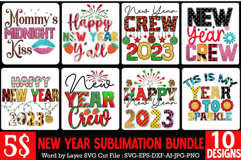 New Year Sublimation Design ,New Year Sublimation Bundle , New Year Sublimation PNG Sublimation BlackCatsMedia 