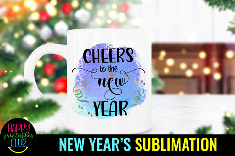 New Year Sublimation Design PNG- Cheers to the New Year PNG Sublimation Happy Printables Club 